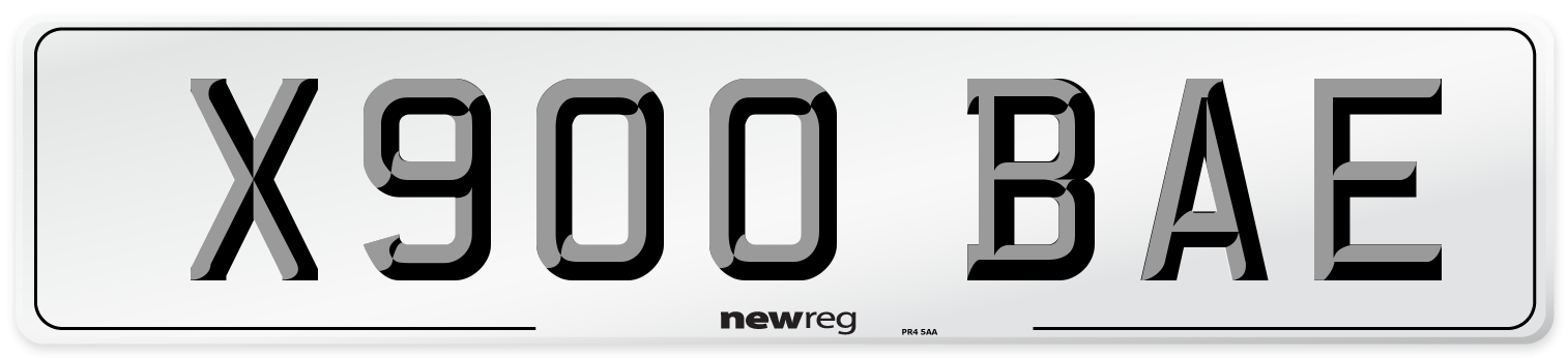 X900 BAE Number Plate from New Reg